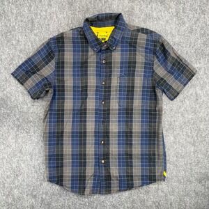 Analog Burton Shirt Mens Medium Blue Plaid Button Down Skateboarding Y2K